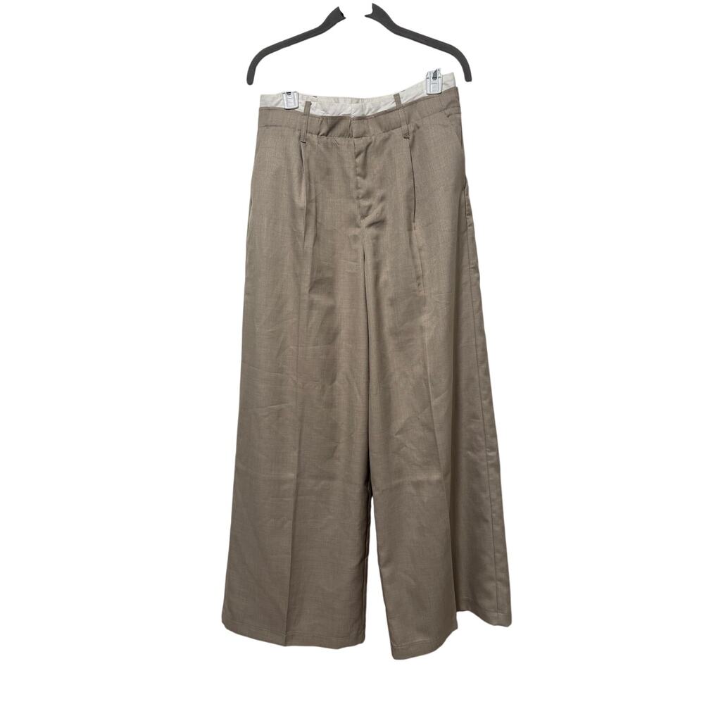 Bershka Beige Wide Leg Linen Blend Pants US 6 - Picture 2 of 7